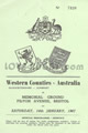 Western Counties (Eng) v Australia 1967 rugby  Programme